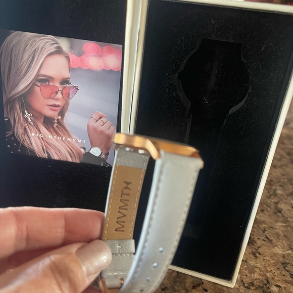 Woman’s MVMT grey leather wristwatch EUC - Picture 3 of 3